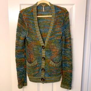 Free People Multicolor Button-Up Cardigan